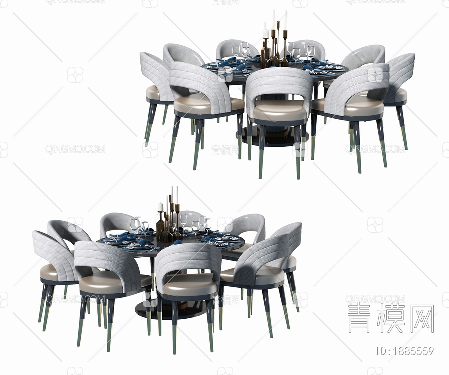 餐桌椅组合3D模型下载【ID:1885559】