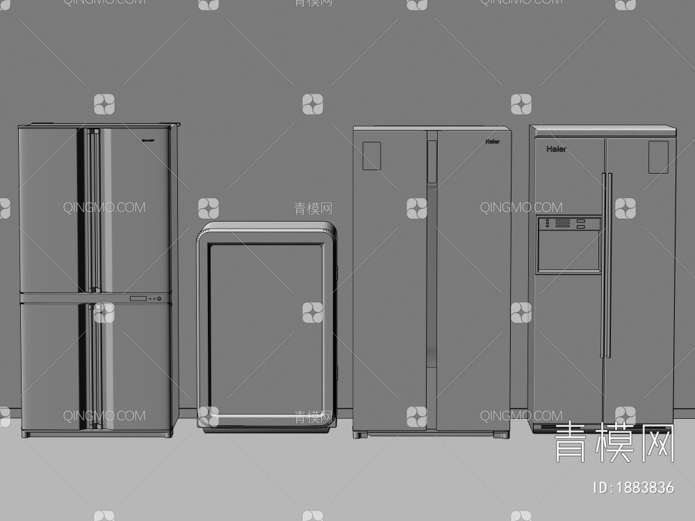 冰箱 ,双开门冰箱, 双门冰箱 ,智能冰箱 ,迷你冰箱 ,小冰箱3D模型下载【ID:1883836】