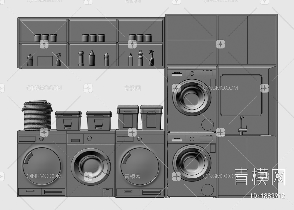 洗衣机柜3D模型下载【ID:1883912】