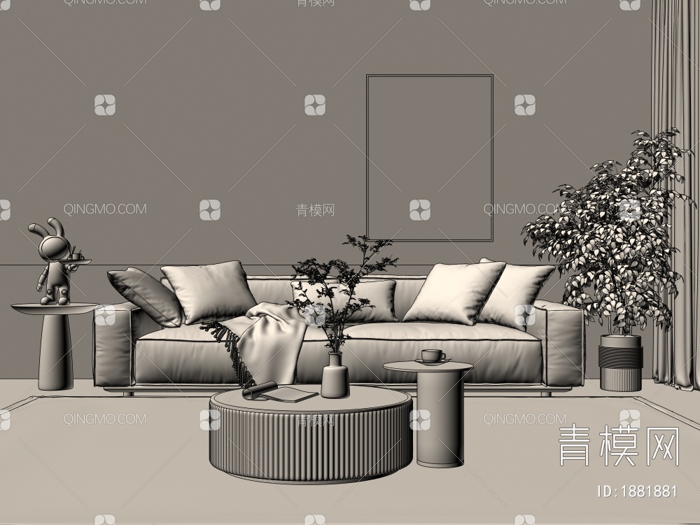 双人沙发3D模型下载【ID:1881881】