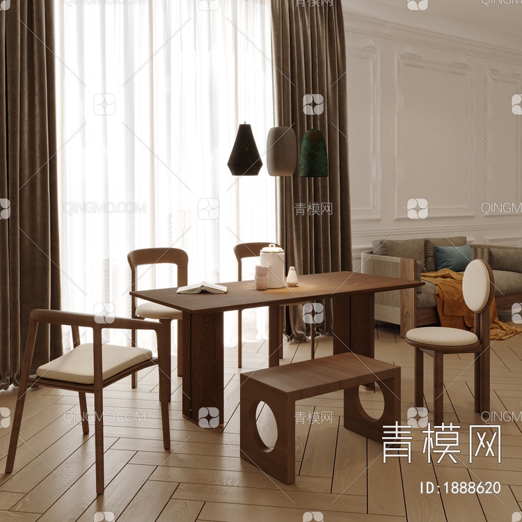 餐桌椅3D模型下载【ID:1888620】
