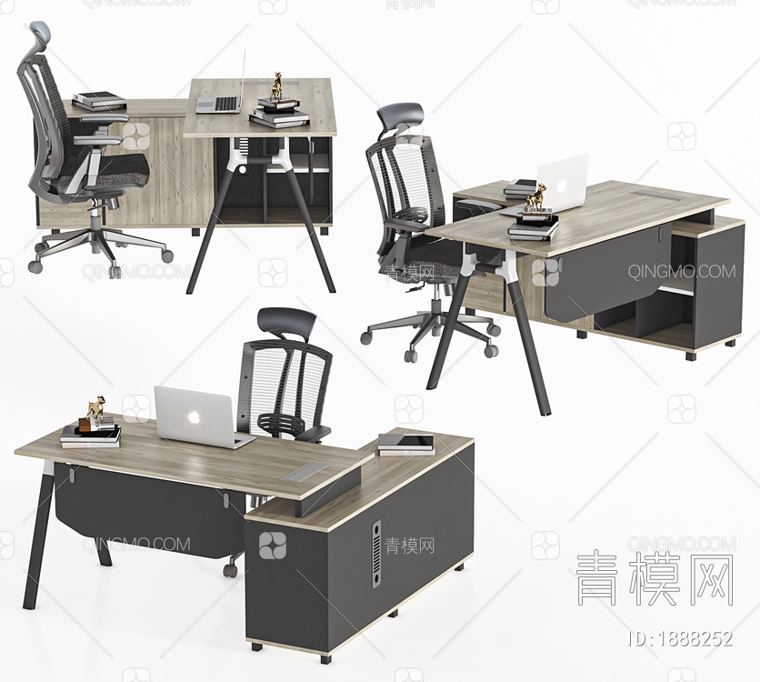 办公桌椅，办公桌，班台，主管桌3D模型下载【ID:1888252】