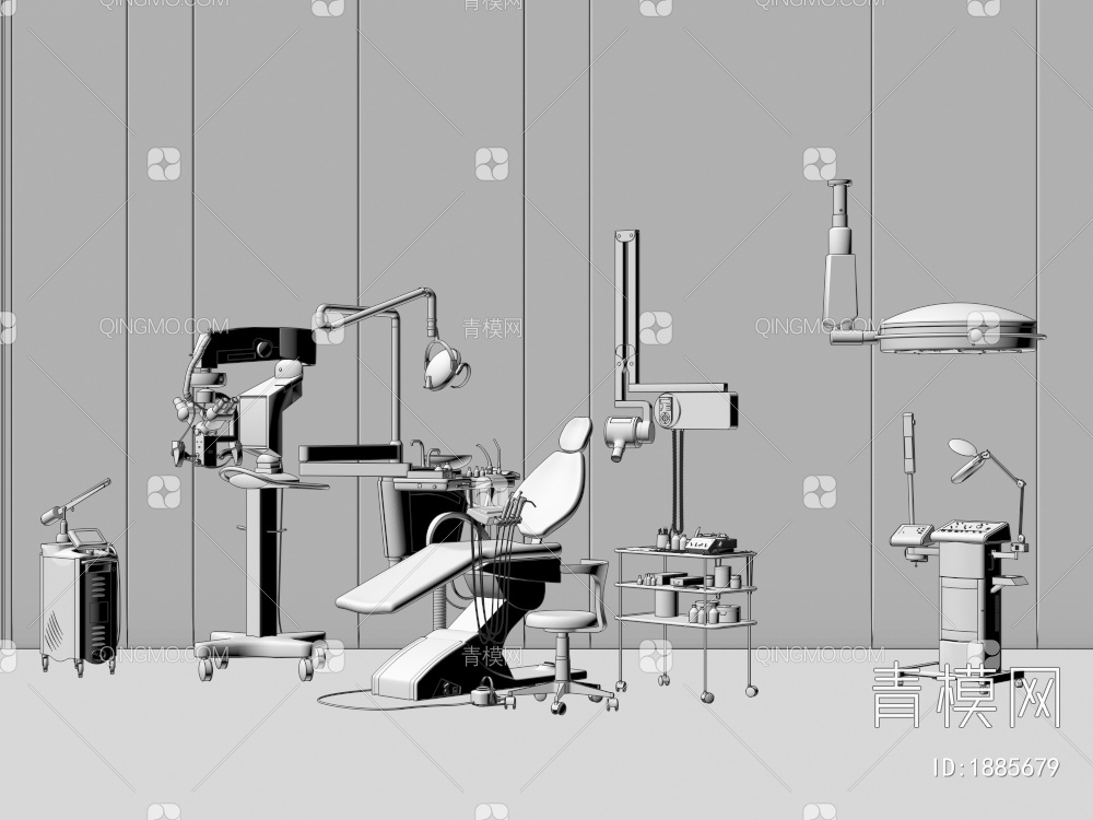 医院医疗器材，医疗器械，体检设备3D模型下载【ID:1885679】