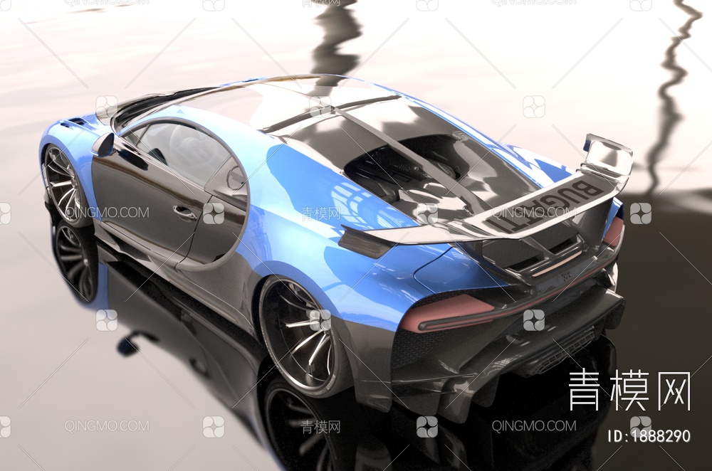 2023款布加迪Chiron超级跑车豪车汽车简配版3D模型下载【ID:1888290】