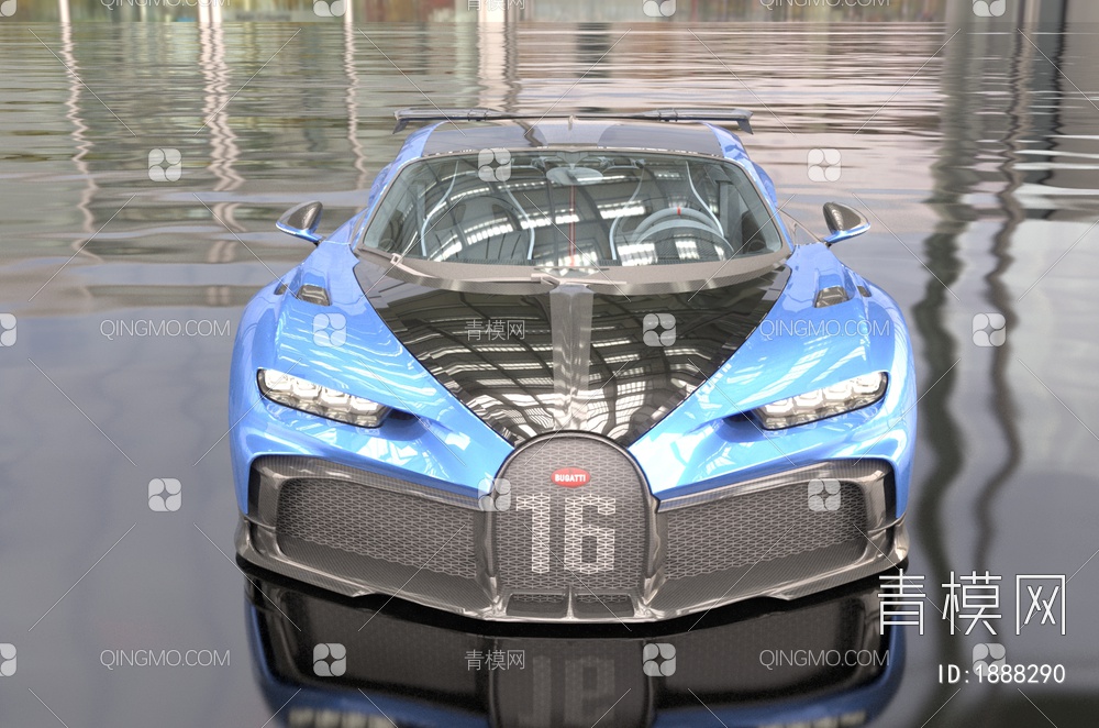 2023款布加迪Chiron超级跑车豪车汽车简配版3D模型下载【ID:1888290】
