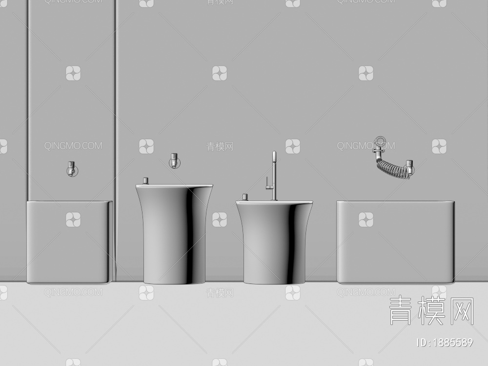 卫生洁具，卫浴卫生间洁具用品，水池，洗手池，洗手盆，拖把池，墩布池3D模型下载【ID:1885589】