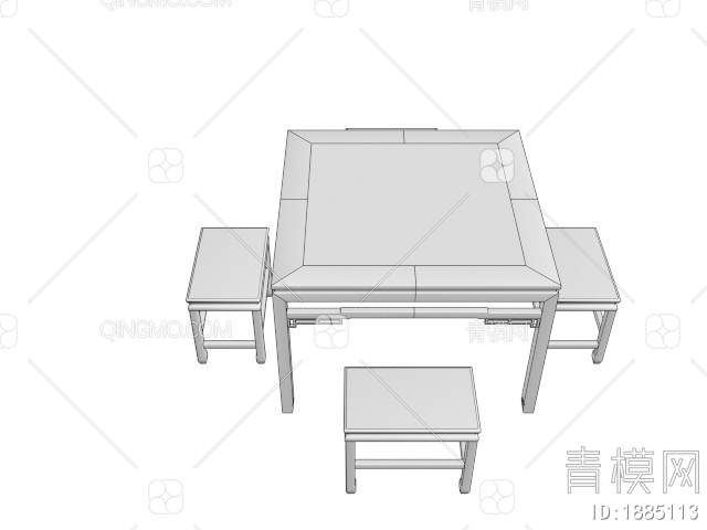 八仙桌 餐桌椅 茶桌椅3D模型下载【ID:1885113】