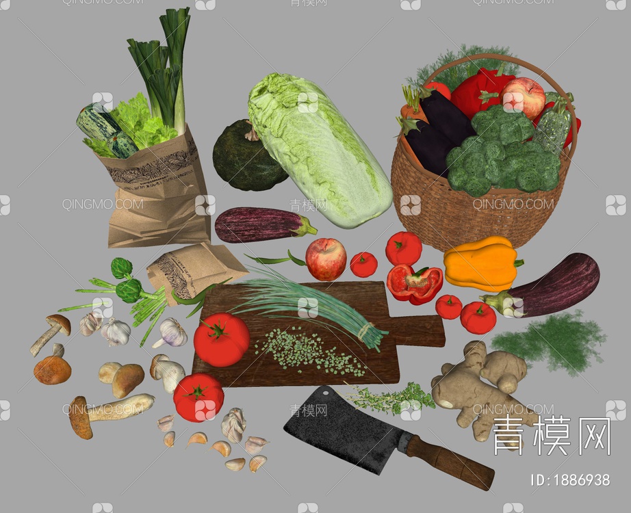 水果蔬菜组合SU模型下载【ID:1886938】