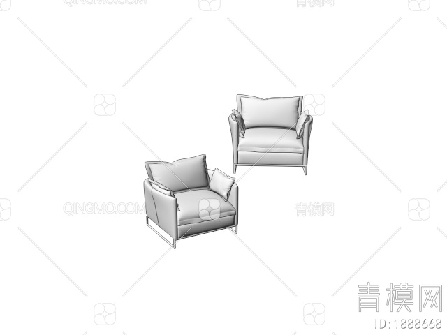 单人沙发，休闲沙发，洽谈沙发3D模型下载【ID:1888668】