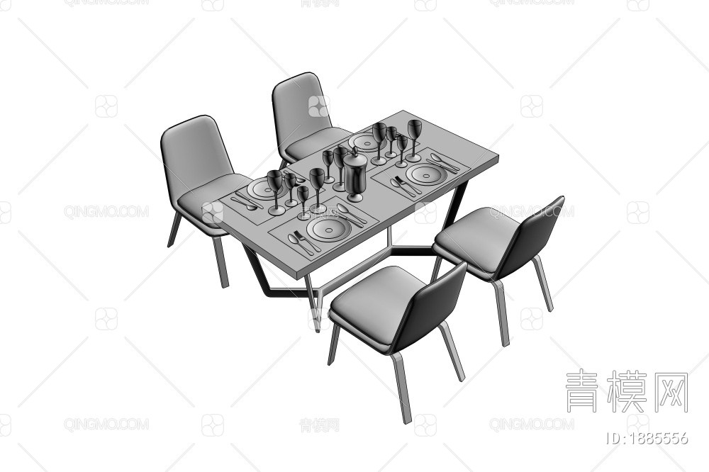 餐桌椅组合3D模型下载【ID:1885556】