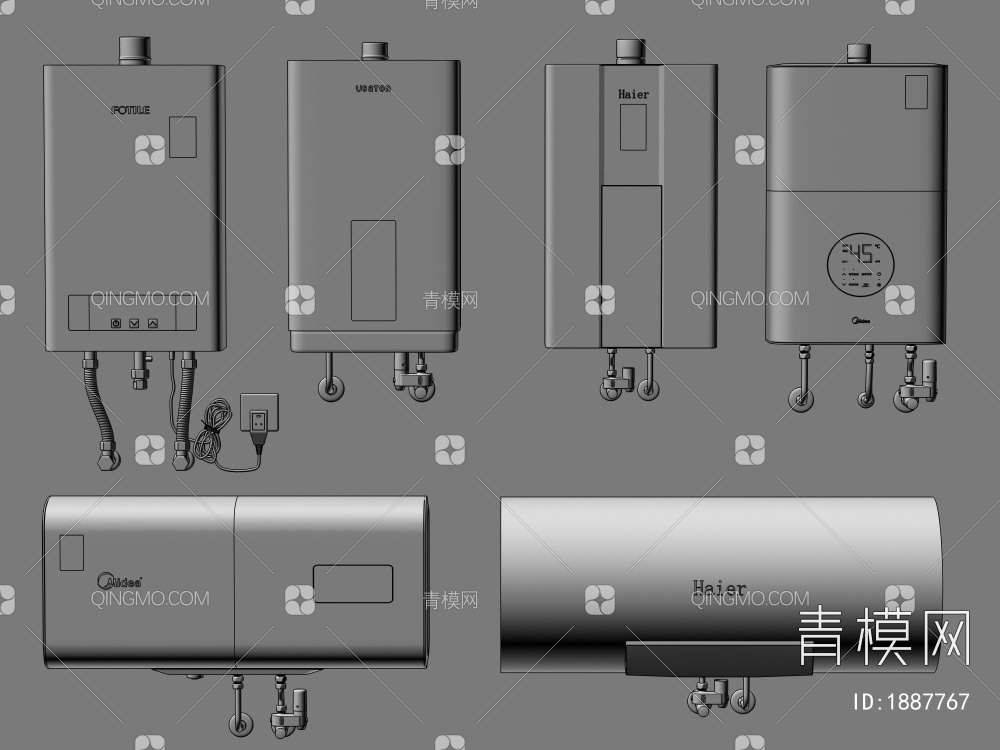 热水器, 电热水器 ,燃气热水器 ,智能热水器, 零冷水热水器3D模型下载【ID:1887767】