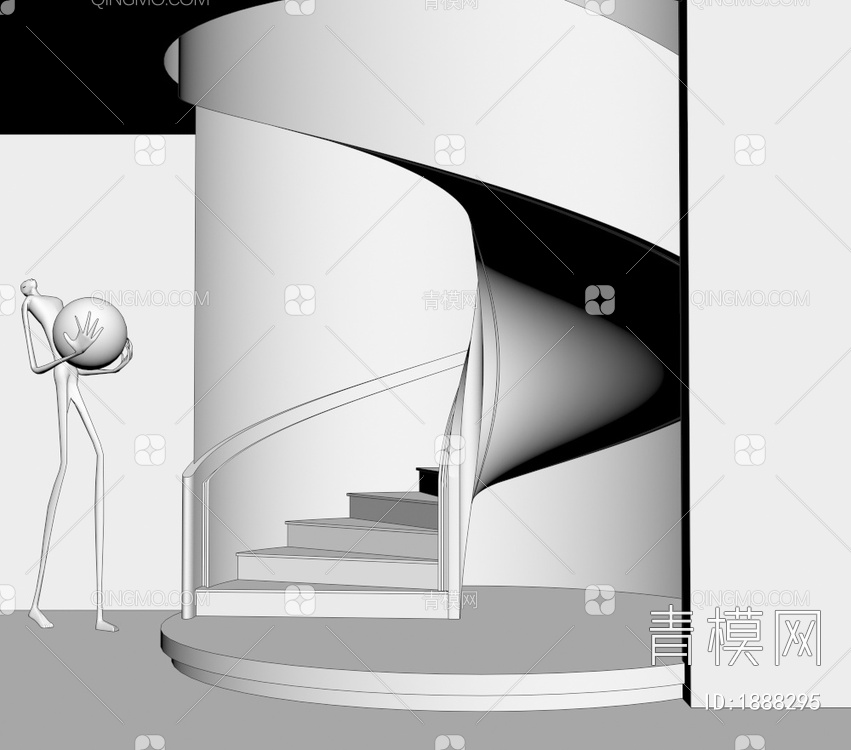 旋转楼梯3D模型下载【ID:1888295】