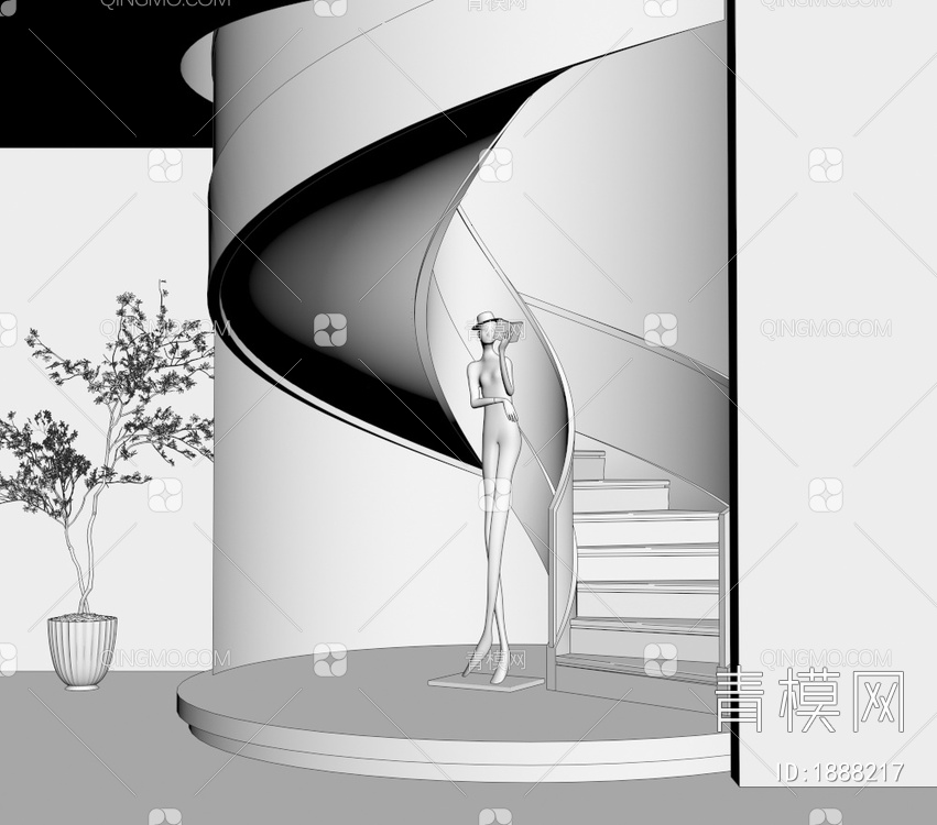楼梯间3D模型下载【ID:1888217】
