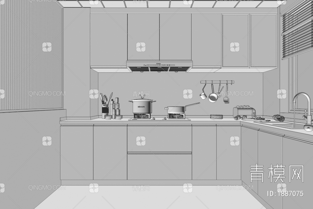 封闭式厨房3D模型下载【ID:1887075】