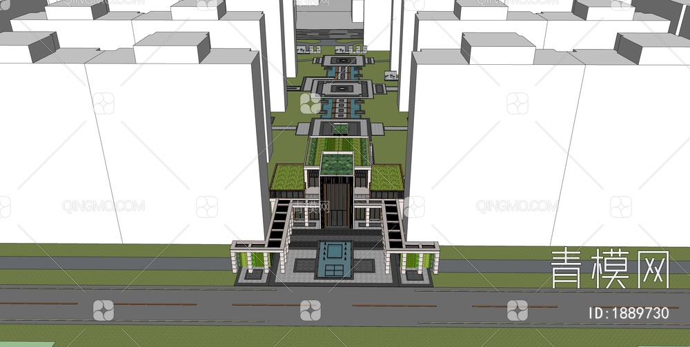 售楼处建筑SU模型下载【ID:1889730】