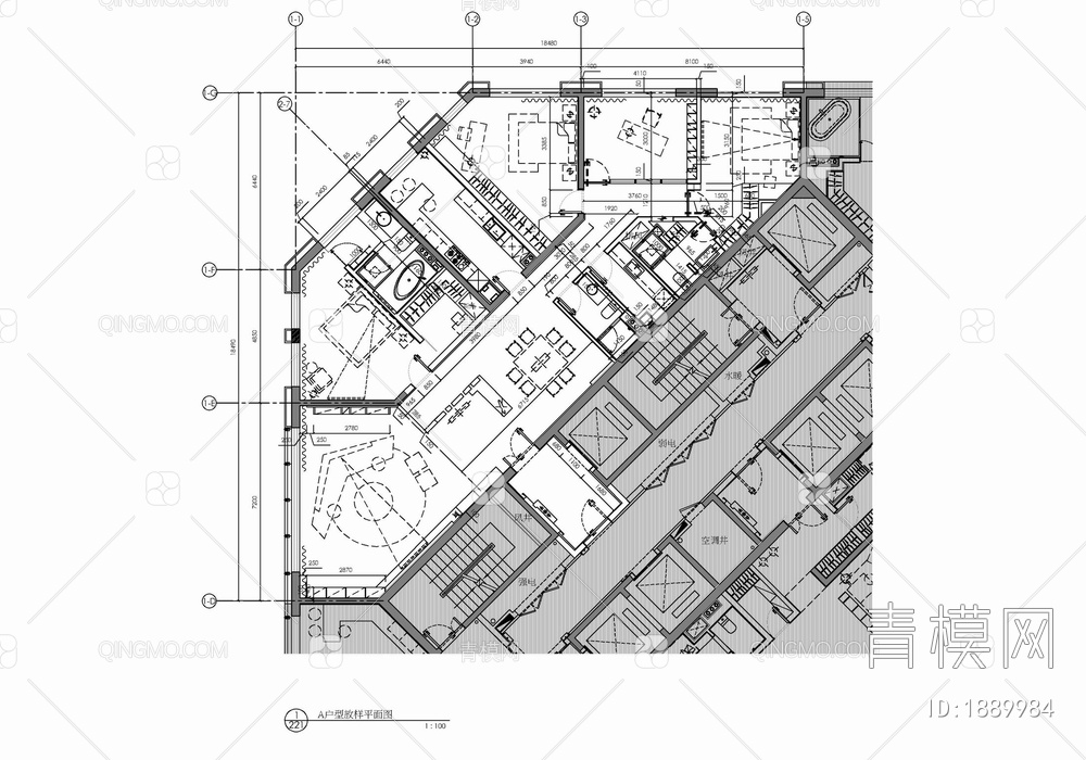 200㎡家装大平层样板房施工图 家装 样板间 私宅 豪宅 大平层【ID:1889984】