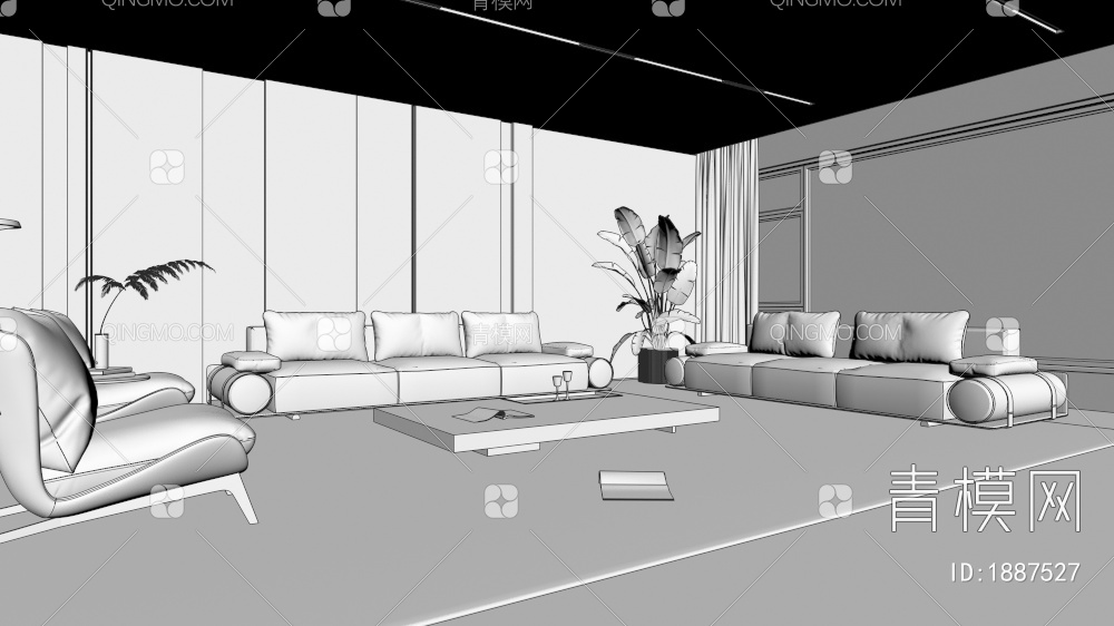 客厅 沙发组合3D模型下载【ID:1887527】