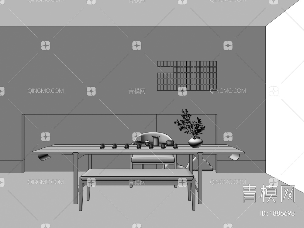 茶室，饰品3D模型下载【ID:1886698】