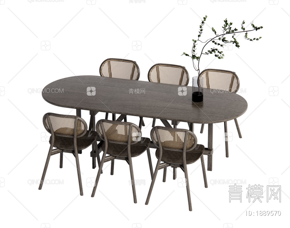 餐桌椅组合SU模型下载【ID:1889570】