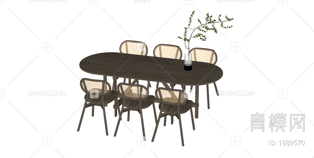 餐桌椅组合SU模型下载【ID:1889570】