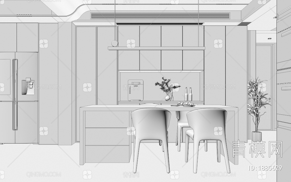 餐厅 厨房3D模型下载【ID:1885629】