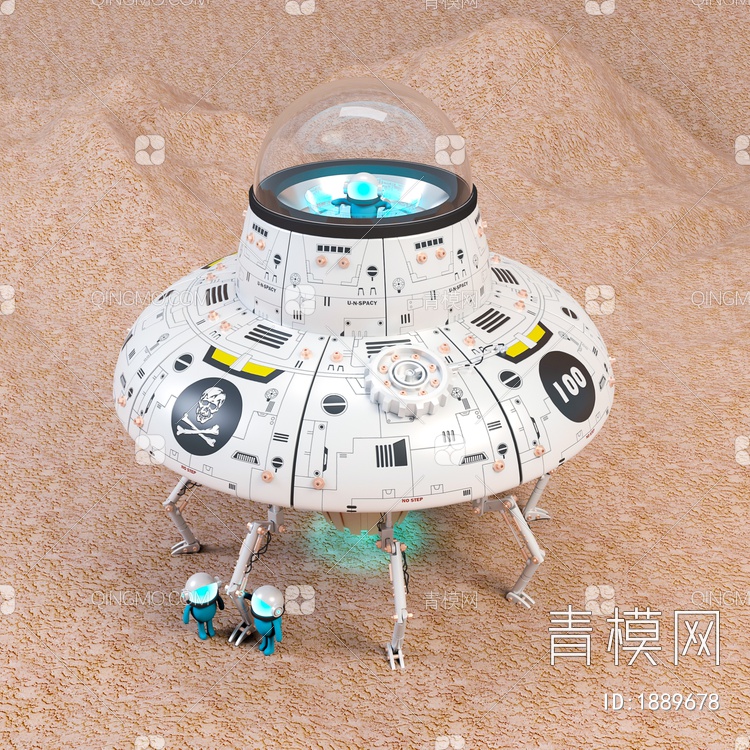 美陈摆件 潮玩外星人飞船3D模型下载【ID:1889678】