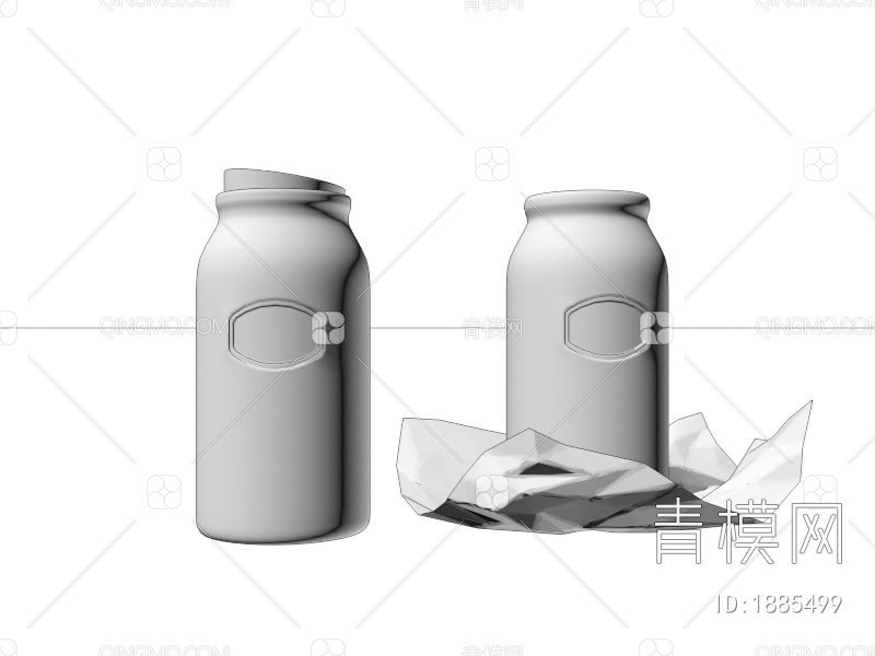 白色塑料酸奶瓶3D模型下载【ID:1885499】