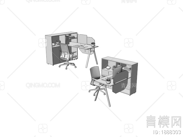 办公桌椅，办公桌，班台，主管桌，经理桌3D模型下载【ID:1888303】