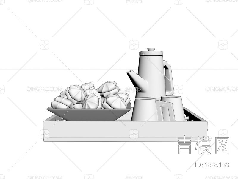 早餐蛋糕奶茶托盘3D模型下载【ID:1885183】