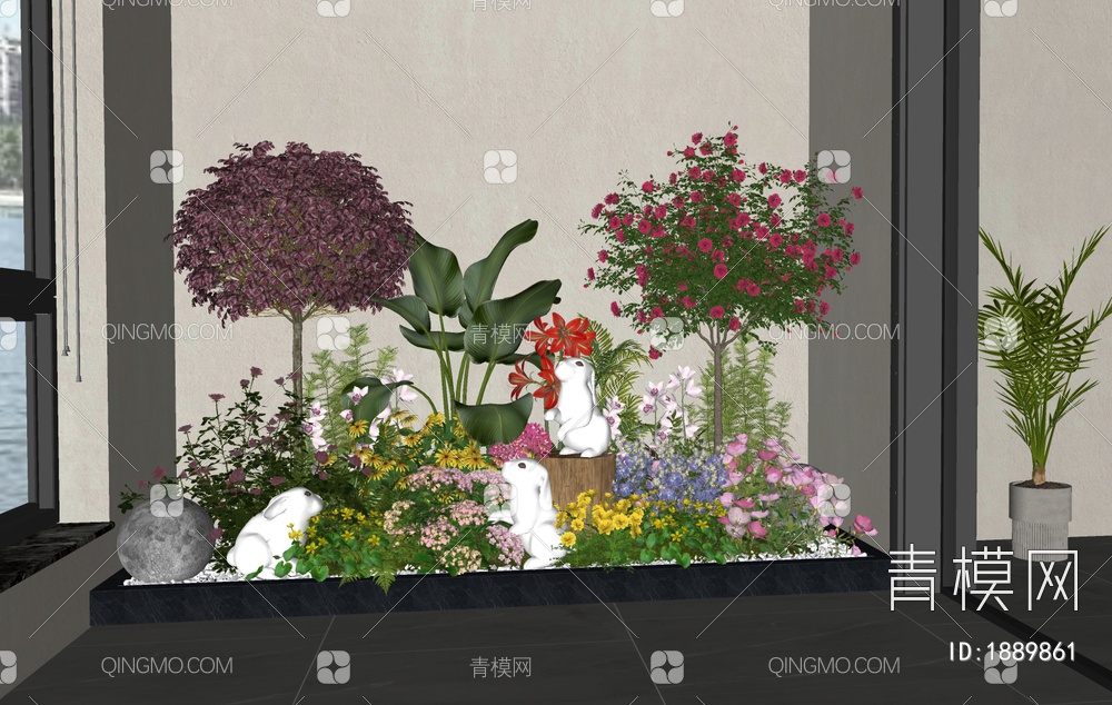 室内植物景观小品SU模型下载【ID:1889861】