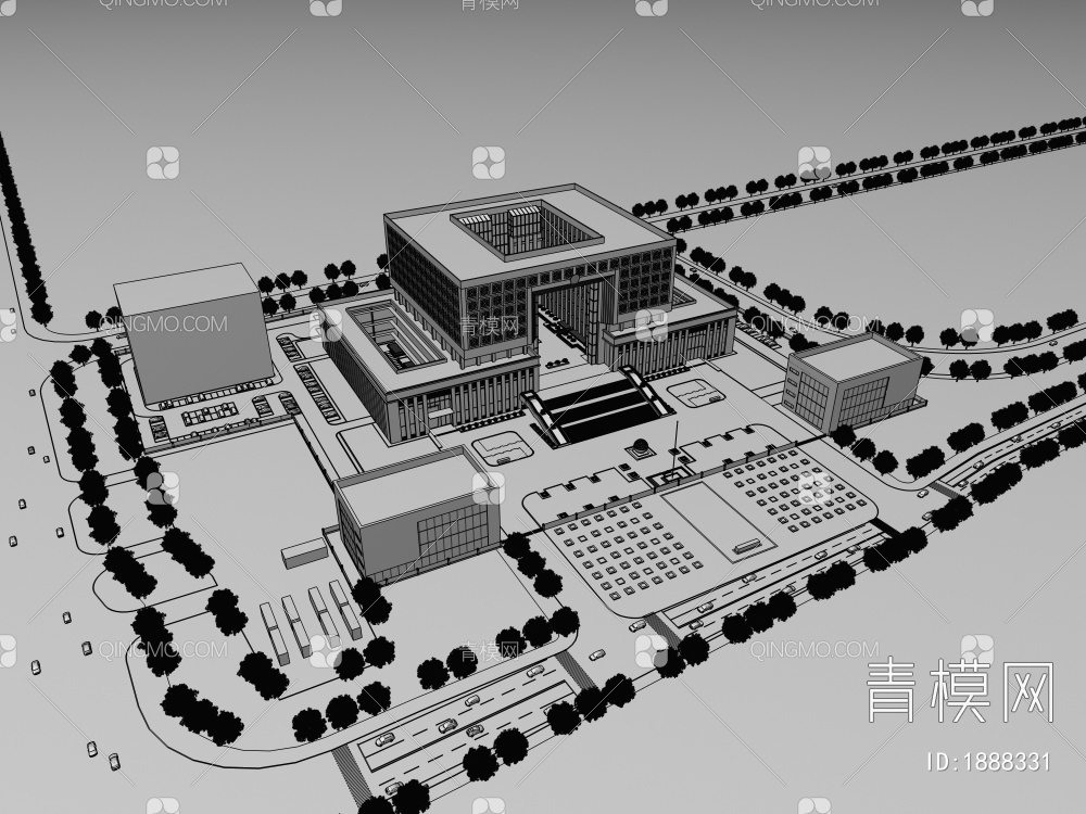 办公楼3D模型下载【ID:1888331】