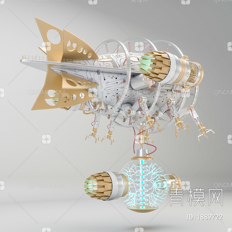 美陈摆件 潮玩机械飞船3D模型下载【ID:1889722】