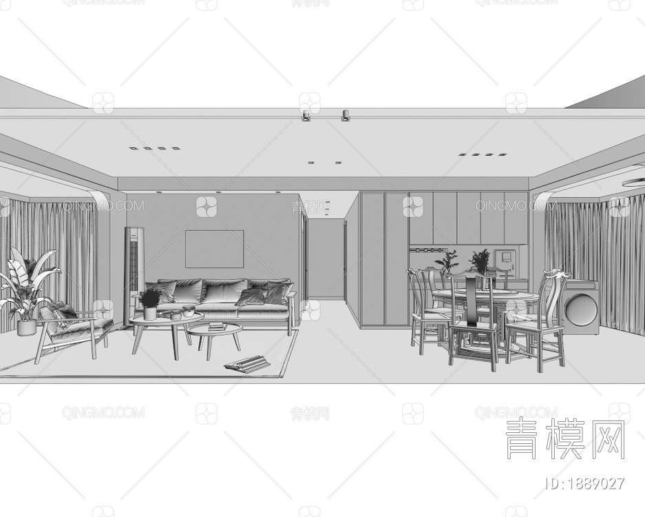 客餐厅3D模型下载【ID:1889027】