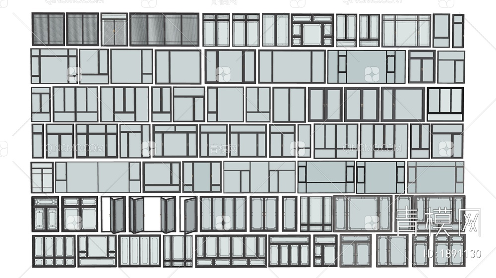 玻璃窗SU模型下载【ID:1891130】