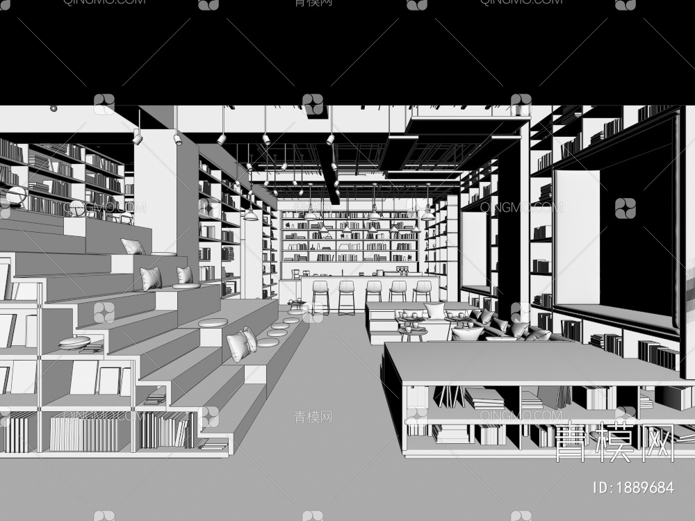 图书馆3D模型下载【ID:1889684】