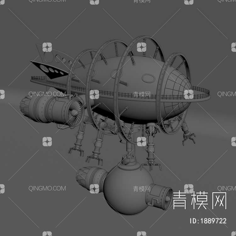 美陈摆件 潮玩机械飞船3D模型下载【ID:1889722】