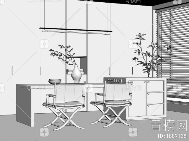 中岛餐桌椅3D模型下载【ID:1889138】