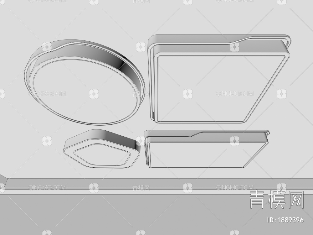 吸顶灯 圆形吸顶灯 方形吸顶灯 卧室 客厅 儿童房 吸顶灯3D模型下载【ID:1889396】