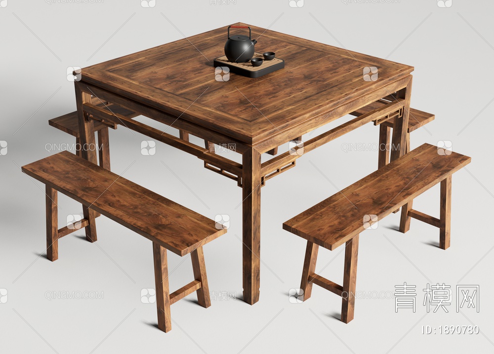 餐桌椅组合SU模型下载【ID:1890780】