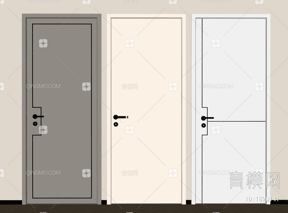 宅寂单开门SU模型下载【ID:1890141】