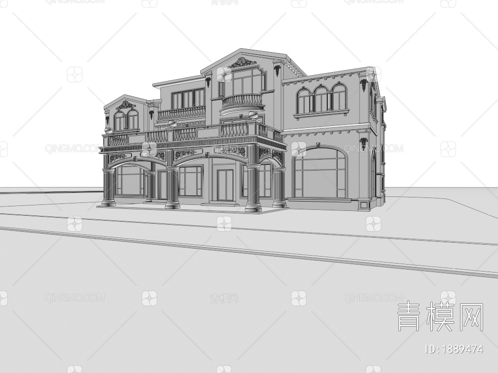大别墅建筑外观3D模型下载【ID:1889474】