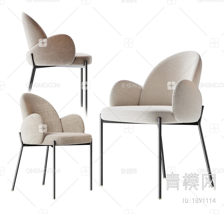 MINOTTI餐椅 单椅 椅子3D模型下载【ID:1891114】