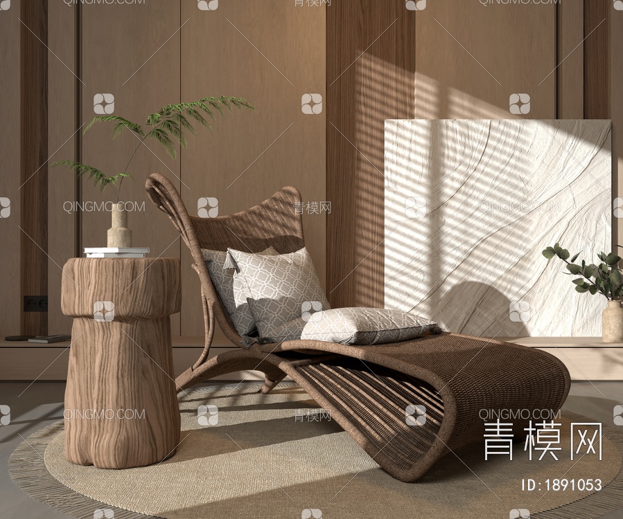木藤躺椅3D模型下载【ID:1891053】