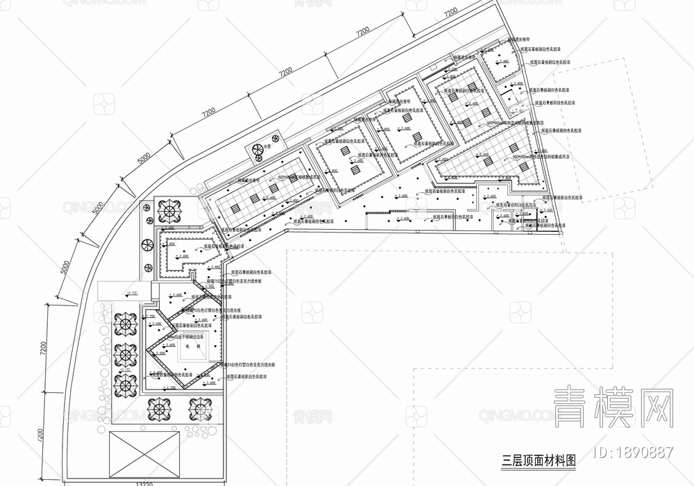 1200㎡办公室施工图 办公空间 开敞办公 会议室 办公楼 经理办公室【ID:1890887】