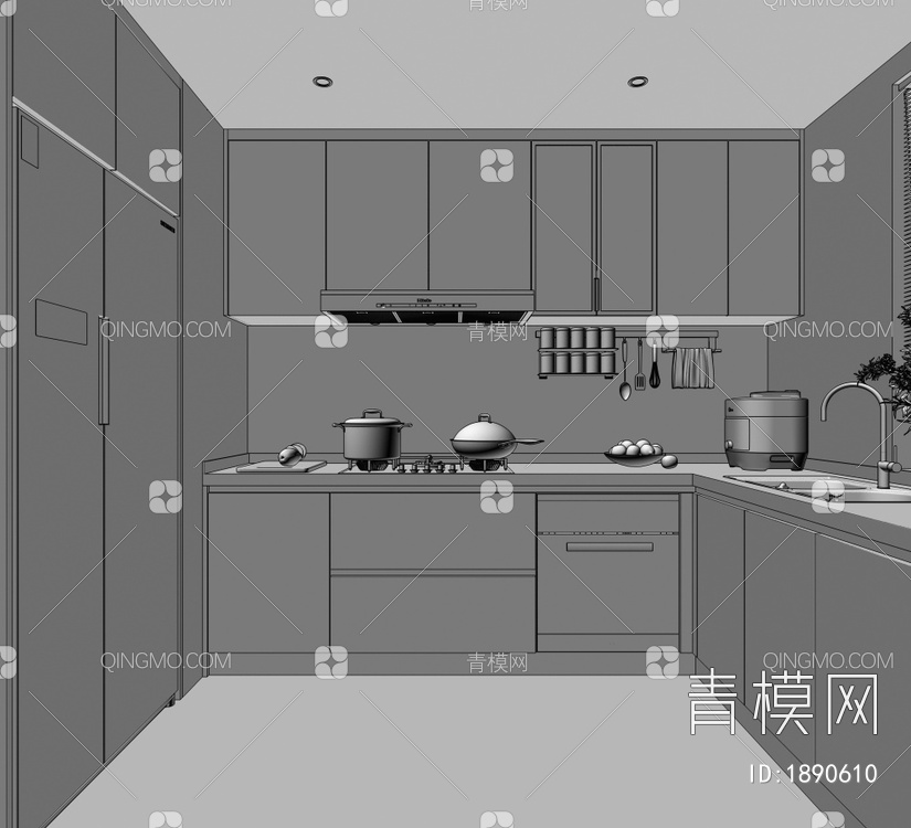 封闭式厨房3D模型下载【ID:1890610】