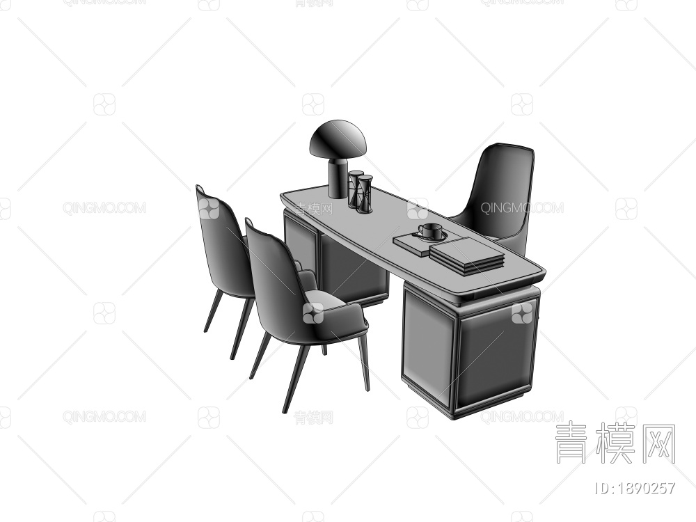 老板桌办公桌椅组合3D模型下载【ID:1890257】