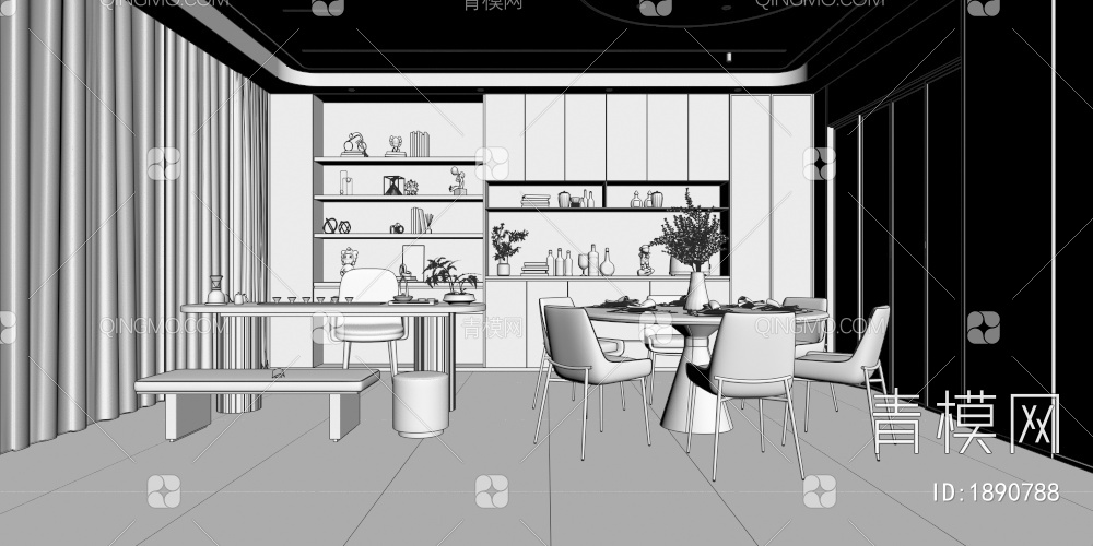 客餐厅3D模型下载【ID:1890788】