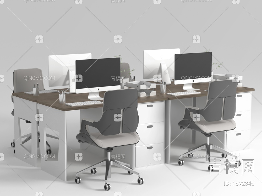 办公桌椅 职员工位 电脑桌椅 办公桌 办公椅3D模型下载【ID:1892345】