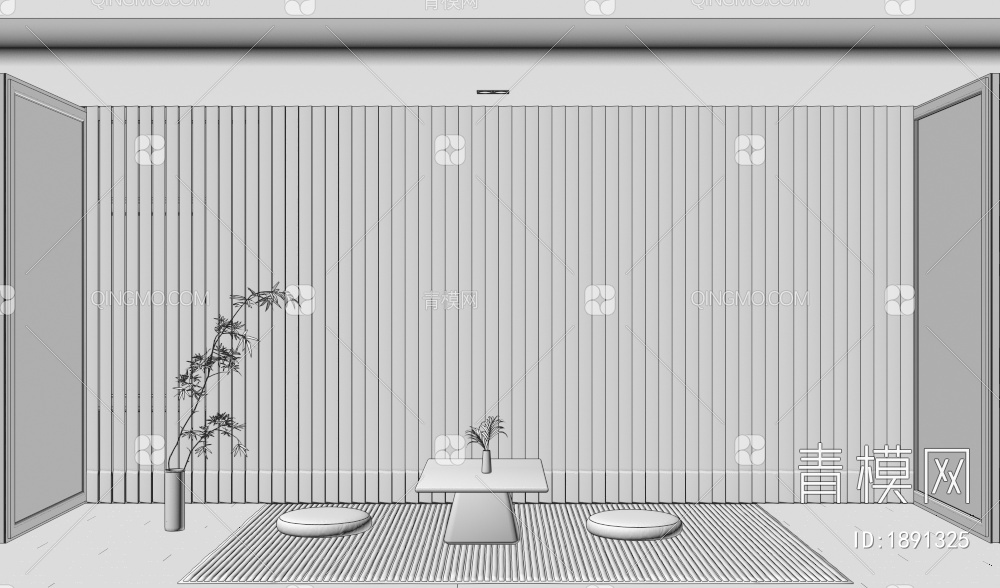 阳台，落地窗，摆件，梦幻窗帘3D模型下载【ID:1891325】