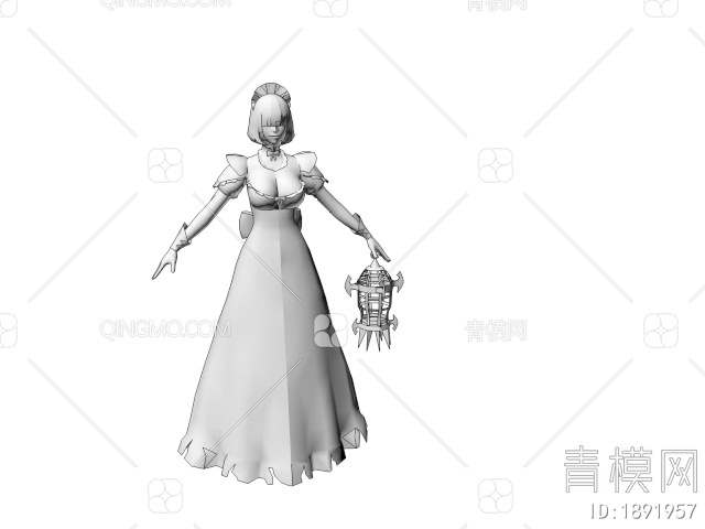 虚拟人物 女仆少女3D模型下载【ID:1891957】